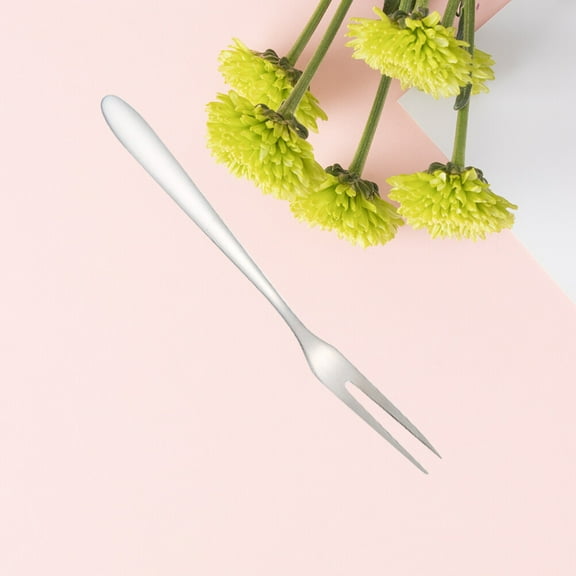 ULTNICE 1Pcs Silver Two-tine Forks for Eating Salad Stainless Steel