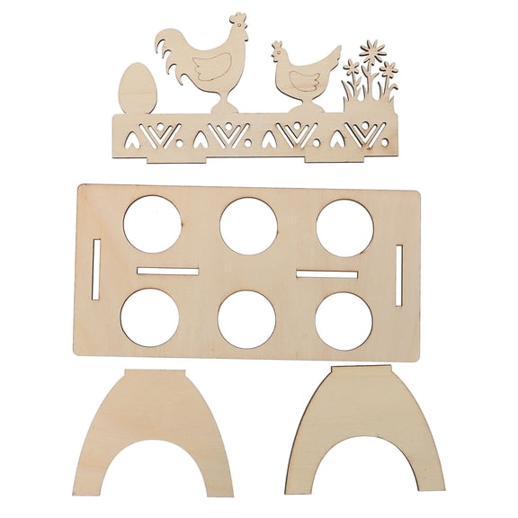 ULTNICE 1Pc Wooden Easter Egg Storage Holder Light Brown DIY Decorative Egg Rack for Festive Home Decor