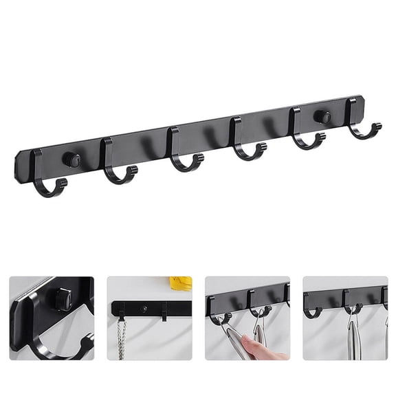 ULTNICE Clothing Hooks For Bedroom Black 1Pc 44X5Cm Aluminum