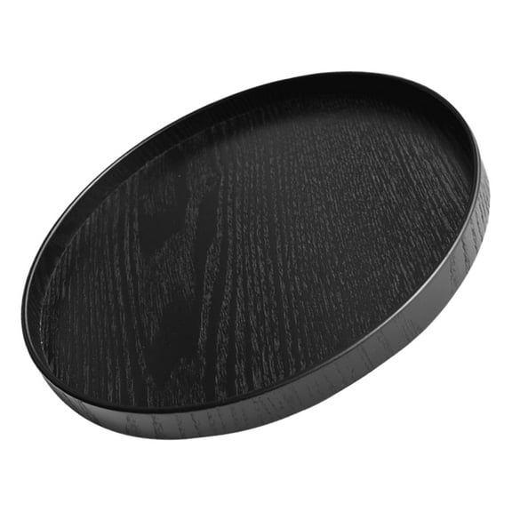 ULTNICE Black Wood Serving Tray Multi Functional Decorative Round Tea Tray for Snacks Fruits and Desserts
