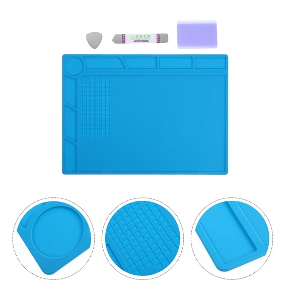 ULTNICE 1 Set Heat Resistant Mat ering Mat Silicone Blue Workbench Protection Repair Workbench Back to School