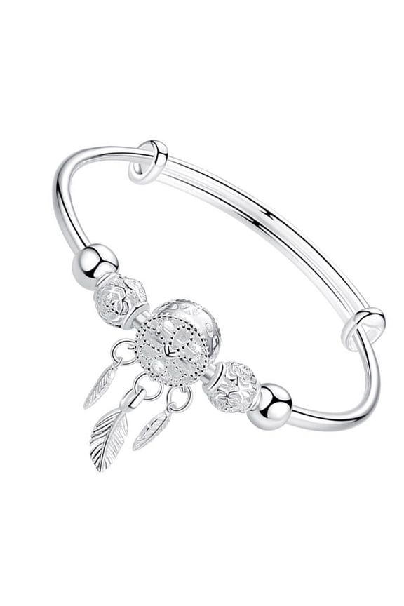 1Set Expandable Bangle Bracelets Round Punk Style Silver Copper for Fashion Events Students