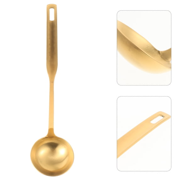 ULTNICE Golden Stainless Steel Cooking Ladle - Elegant and Sturdy for Heavy-Duty Tasks