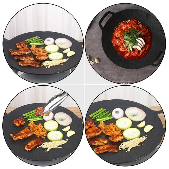 ULTNICE 1Pc Non Stick Plate for Bbq Kitchen Use Stain Resistant Black Cooking Pan