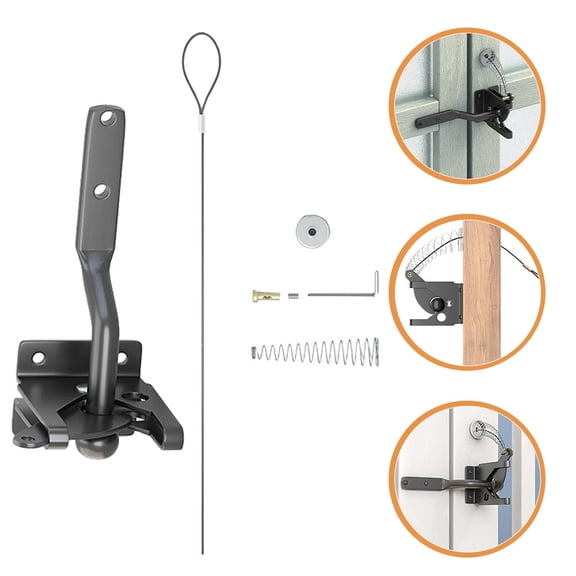 ULTNICE 1Set Heavy Duty Black Gate Latch with Spring Loaded Design for Wooden and Metal Swinging Gates