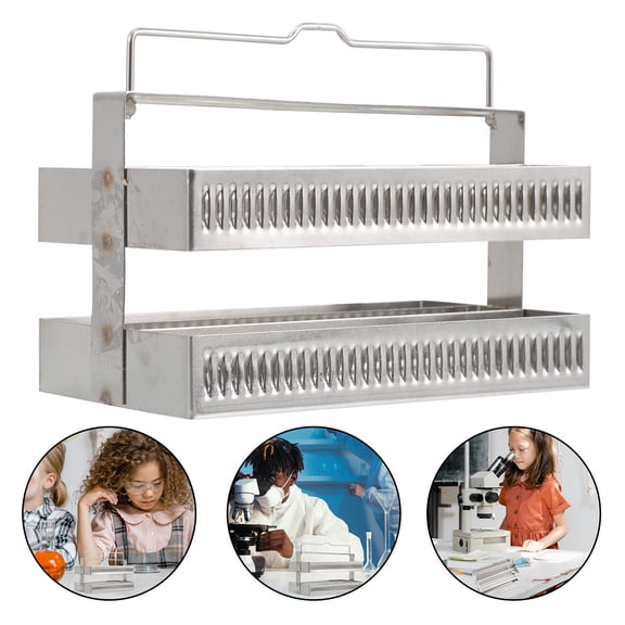 ULTNICE Laboratory Stainless Steel Staining Rack Durable Plated Silver Glass Slides Holder