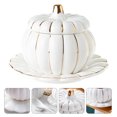 thumbnail image 1 of ULTNICE 1set Creative Pumpkin Shape Ceramic Rice Bowl With Trim Includes Double Kitchen Plates For Soups And Dishes, 1 of 8