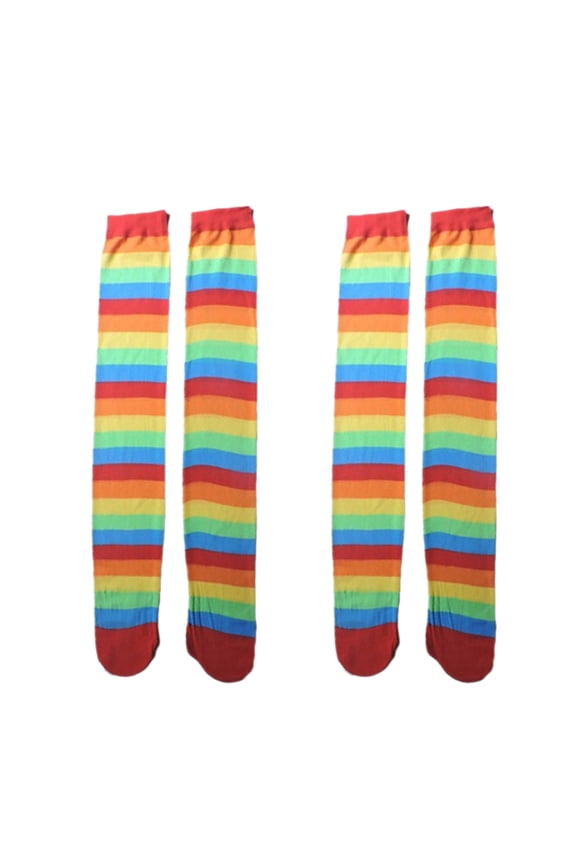 2 Pairs Clown Cosplay Stockings Polyester Long Socks for Daily Decoration and Dance Performance