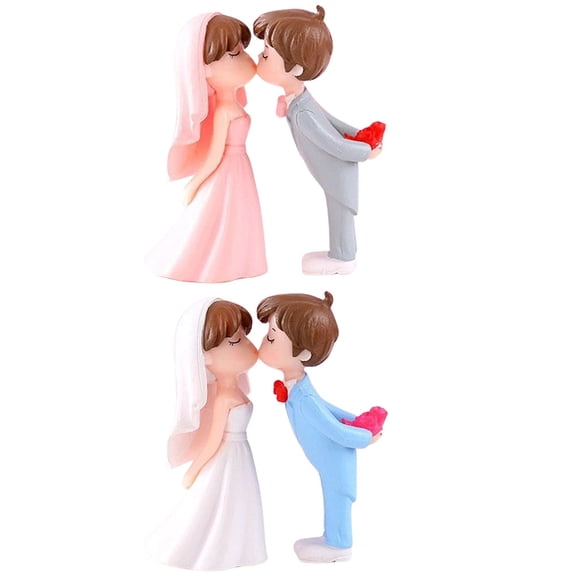 ULTNICE 2Pairs Wedding Couple Statues Assorted Color Sculptures for Home Table Shelf Decoration