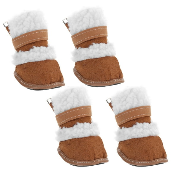 ULTNICE 2 Pairs Pet Snowshoes Keep Warm for Pet Dogs Khaki Casual Winter