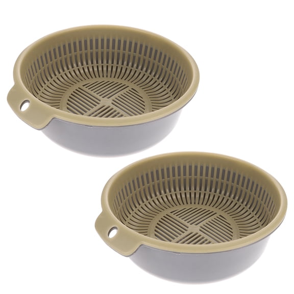 ULTNICE Fruit Drain Basket Grey Plastic 2Pcs 9.43X9.43X3.54in