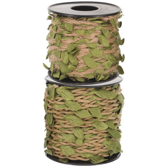 ULTNICE 2 Rolls of Natural Artificial Leaves for Decoration in Dark Brown Jute Material