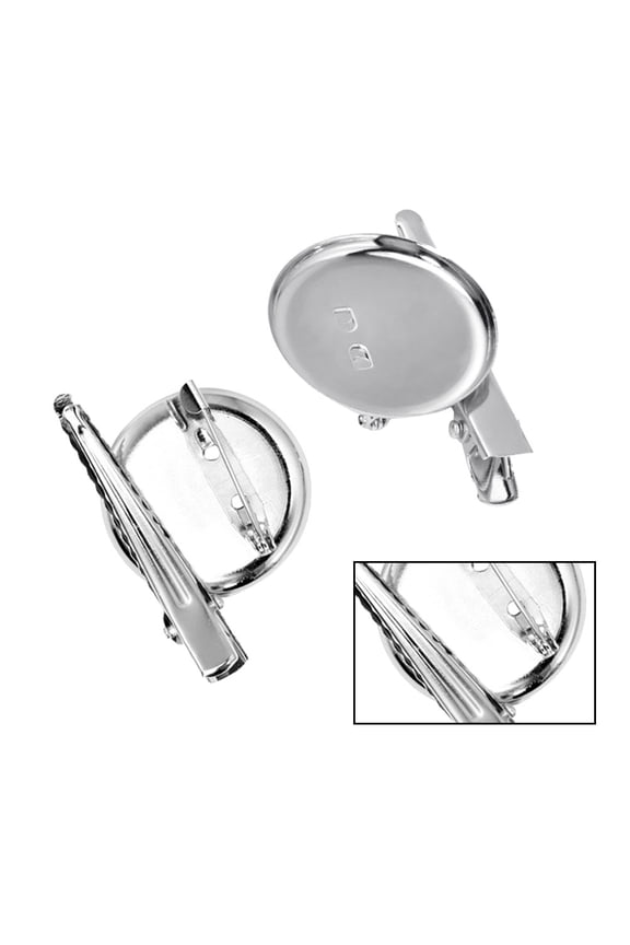 Plated Silver Crocodile Pin Brooch Bezel Blanks for DIY Projects 20Pcs