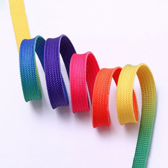 ULTNICE 20Pcs Kids Shoe Lace Flat Fashionable Polyester Rainbow Gradient Quick Installation