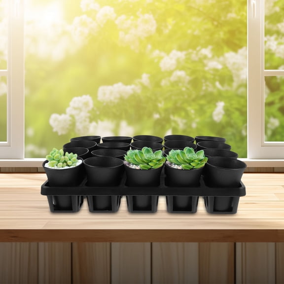 ULTNICE 1Set Multipurpose Black Plastic Flower Planting Pot with Humidity Dome and Tray