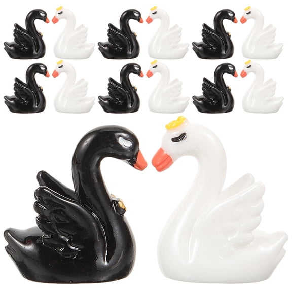 ULTNICE 24Pcs Swan Shape Statue Set Resin White Concise Ornaments for Garden