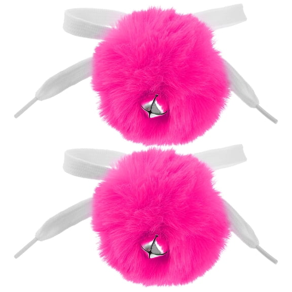ULTNICE 2Pack Roller Skate Pom Poms Rosy Artificial Wool Sound Producing Fluffy Balls