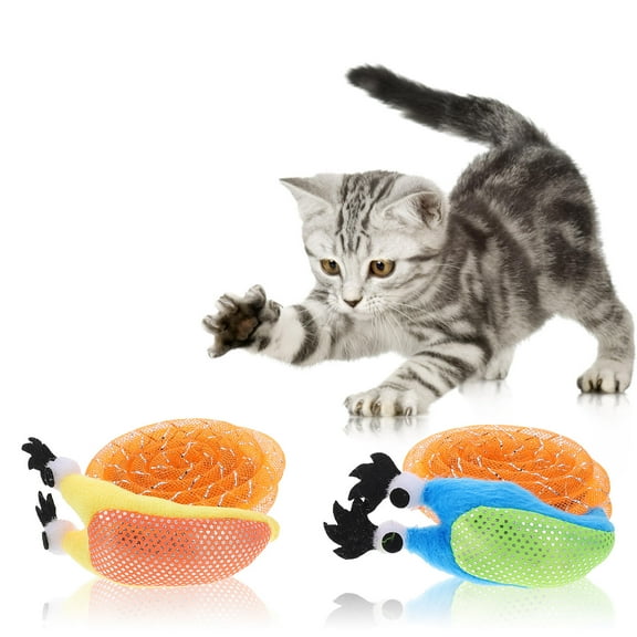 ULTNICE 2Pack Teething Kitten Toys Plush Snail Shape Cat Grinding Claw Toys Assorted Color Interactive Design
