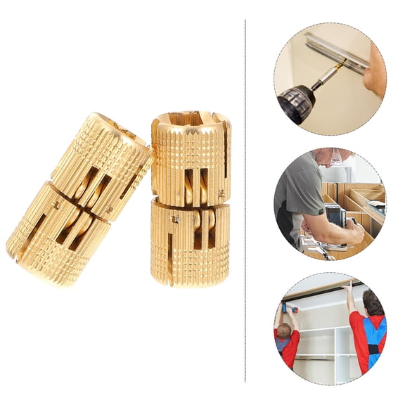 ULTNICE Hidden Hinge Pivot Door Golden Copper 2Pcs 0.54X0.47X0.24In