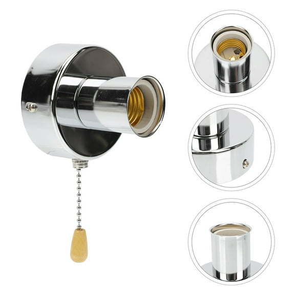 ULTNICE Plated Silver Pull Chain Light Fixture for Lamps Easy Install Lampholder Replacement