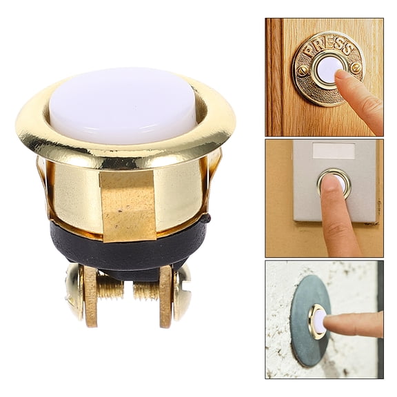 ULTNICE Round Doorbell Button Golden Zinc Alloy 2PCS 0.9X0.8X0.8in