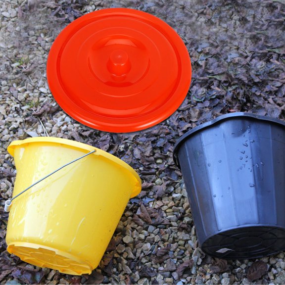 ULTNICE 2Pcs Round Red Plastic Trash Can Lid For Odor Prevention And Sealing Home Use Diameter 14.7in
