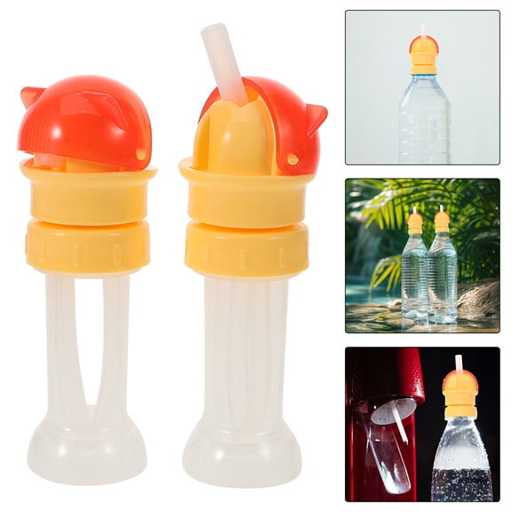 ULTNICE 2Pcs Round Water Bottle Tops for Plastic Bottles Red PP on the Go
