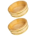 thumbnail image 1 of ULTNICE 2Pcs Sushi Dish Round Wood Bowl for Convenient Rice Mixing Traditional Khaki for Making Sushi, 1 of 8