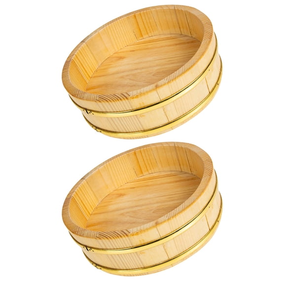 ULTNICE 2Pcs Storage Container Khaki Wood for Cooling Rice in Sushi Preparation
