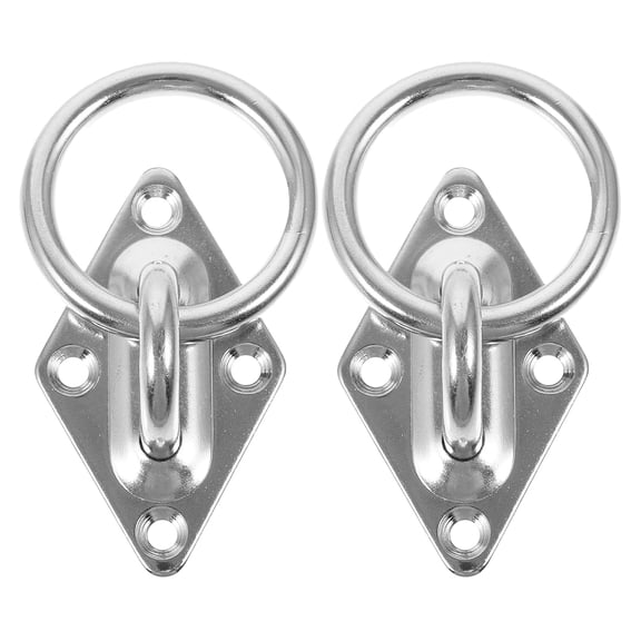 ULTNICE 2Pcs Stainless Steel Truck Trailer Pull Tab O Ring Mounting Plate Tie Down Anchors Durable Plated Silver