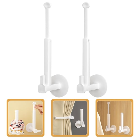 ULTNICE 2Pcs White Curtain Accessories Adhesive Hanger For Home Use Minimalist Design