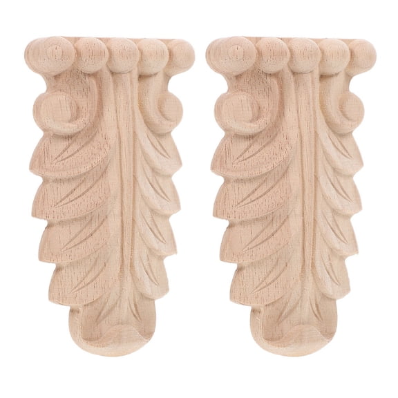 ULTNICE 2Pcs Beige Wood Onlay Appliques Decorative Corbels for Fireplace Doors and Cabinets