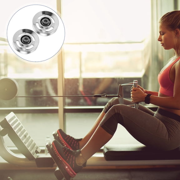 ULTNICE 2Pcs Portable Plated Silver Pulley Wheels for Fitness Gym Equipment Durable Replaceable Part