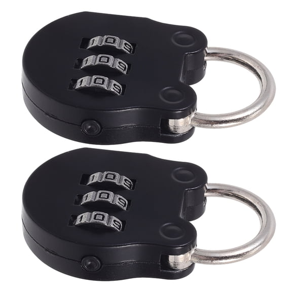 ULTNICE 2pcs Hotel Travel Lock Metal Black Combination Lock for Outdoor Use