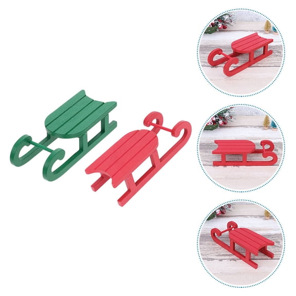 ULTNICE 2Pcs Sled Decor Hanging Sleigh Pendants Assorted Color Holiday Decorations