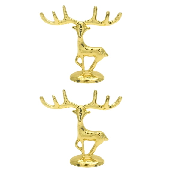 ULTNICE 2pcs Standing Elk Shape Golden Zinc Alloy Photography Sessions Decor