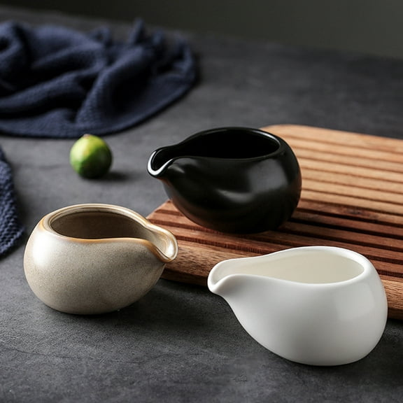 ULTNICE Cream Pitcher Ceramic Milk Dispenser Black 3pcs for Home Use