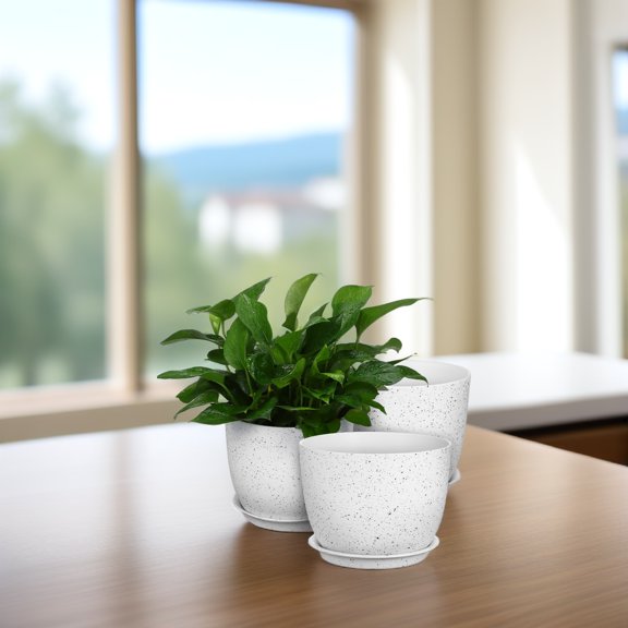 ULTNICE 3 Pcs Planter Pots With Drainage White Dots For Indoor Plants