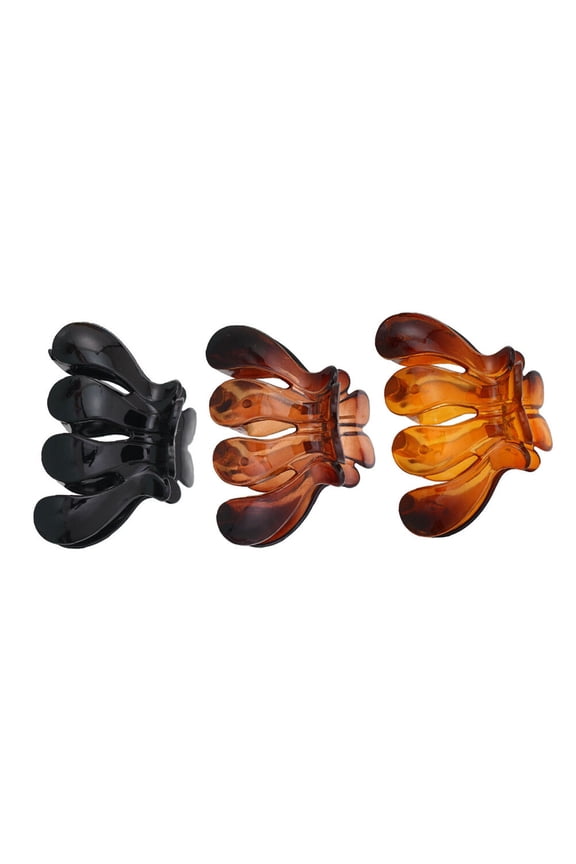 3PCS Four Finger Hair Clip Plastic Hair Clip for Women Daily Use Tortoise Shell
