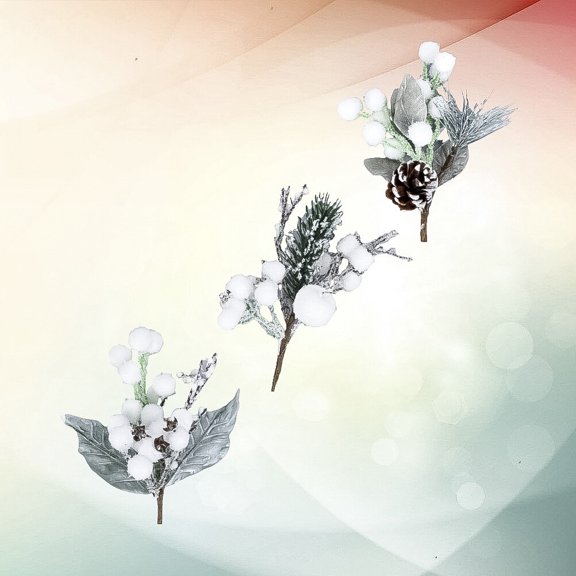 ULTNICE 3PCS Pine Greenery Stems Pine Picks Plastic Decoration for Festive Atmosphere