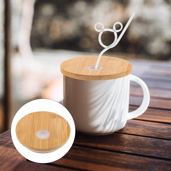 ULTNICE Bamboo Lids for Glass Jars Canning Lid with Straw Hole 3Pcs