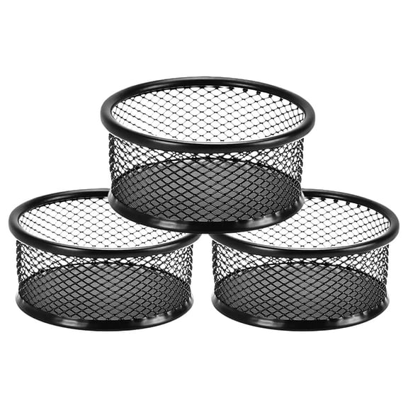 ULTNICE 3Pcs Black Paper Clip Holder for Desk Mesh Metal Organizer Container with Space Saving Features