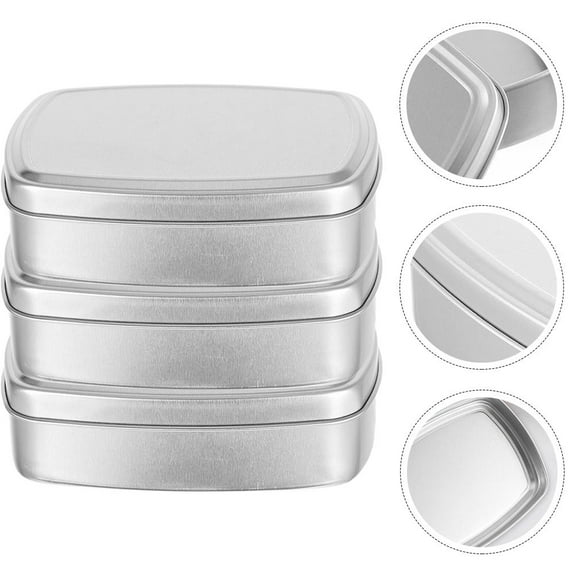 ULTNICE Rectangular Metal Tins Plated Silver Portable for Travel and Home 3Pcs