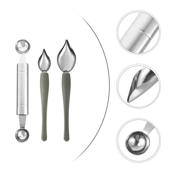 ULTNICE 3pcs Chef Drizzle Spoon Stainless Steel Baking Tool for Caf Use and Cooking Tools