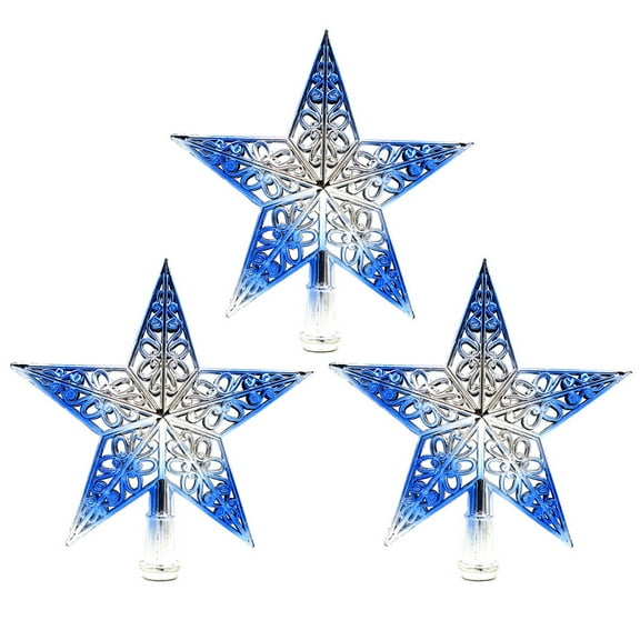 ULTNICE Gradient Blue Christmas Star 3Pcs Premium Plastic Tree Topper Decoration
