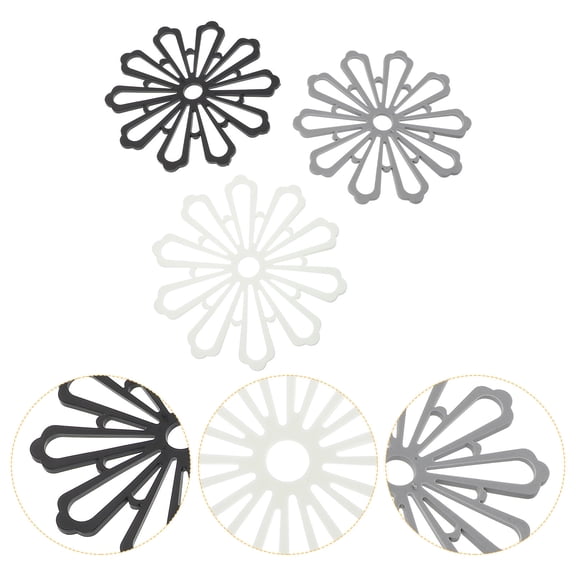 ULTNICE 3Pcs Black Hollow Flower Place Mats Thickened Heat Insulation Pads for Hot Pots
