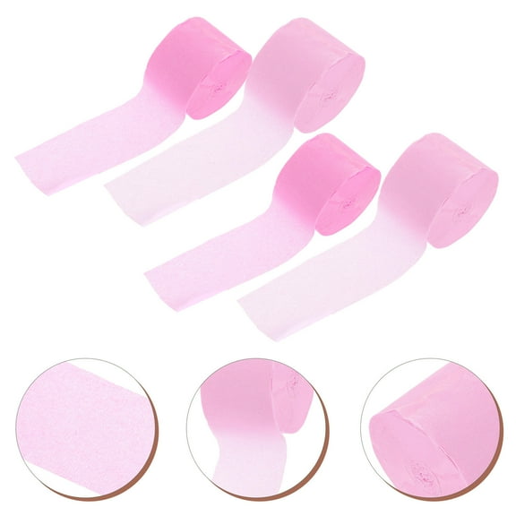 ULTNICE 4 Rolls of Decorative Party Streamers Pink for DIY Use Wedding Scene Embellishment