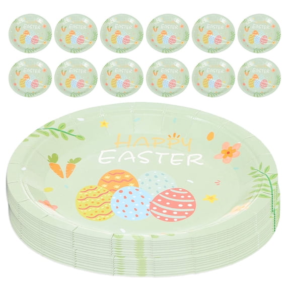 ULTNICE 48pcs Easter Bunny Paper Plates for Party Disposable Tableware