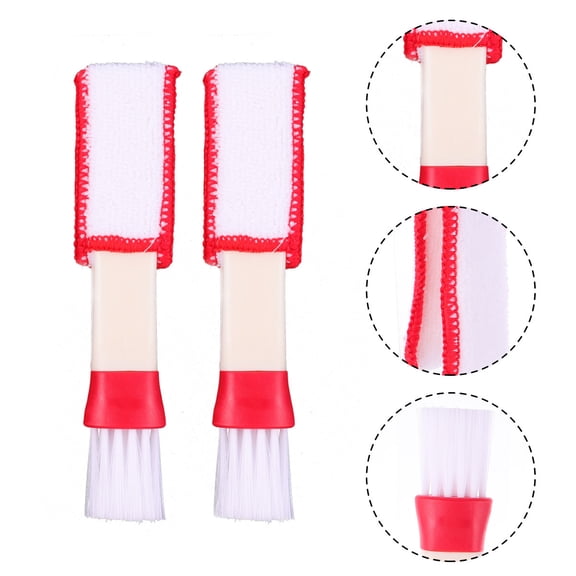 ULTNICE 4Pcs Double Ended Air Vent Brush for Car Air Conditioner Cleanup with Durable Red Microfiber Material