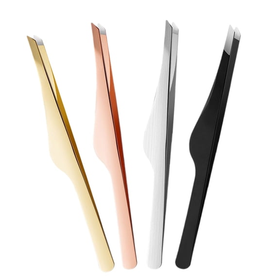 ULTNICE 4Pcs Lash Tweezers for Cluster Lashes in Rose Gold for False Lash Application